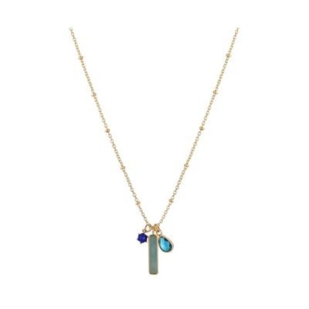Unwritten 14k Gold Flash Plated Amazonite‎ Charm Necklace - Blue NWT
